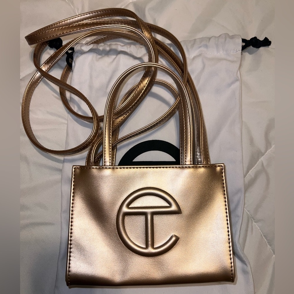 Telfar COPPER mini shopper. Sold out online.